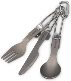 Navaris Campingbestek Van Titanium - Set Met Vork, Mes En Lepel - Inklapbaar - Bestekset Voor Onderweg - Inclusief Karabijnhaak En Bewaarzakje -Buiten Kampeer Aanbieding 1057x1200 1