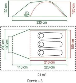 Coleman Darwin 3 Plus Koepeltent - 3-Persoons - Groen -Buiten Kampeer Aanbieding 1097x1200
