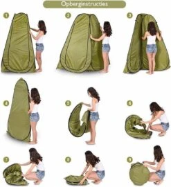 NordFalk Douchetent Pop-up 190 Cm - Camping Douche - Omkleedtent - Incl. Tentharingen En Draagtas - Groen -Buiten Kampeer Aanbieding 1098x1200
