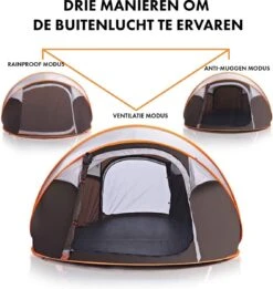 Fly Lab Luxe Pop Up Tent - Kampeer Tent - Grijs/Oranje - 4 Persoons -Buiten Kampeer Aanbieding 1136x1200 1