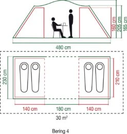 Coleman Bering 4 Vis-a-Vis Tent - Familietent - 4-Persoons - Groen 14 Coleman Bering 4 Vis-a-Vis Tent - Familietent - 4-Persoons - Groen -Buiten Kampeer Aanbieding 1136x1200