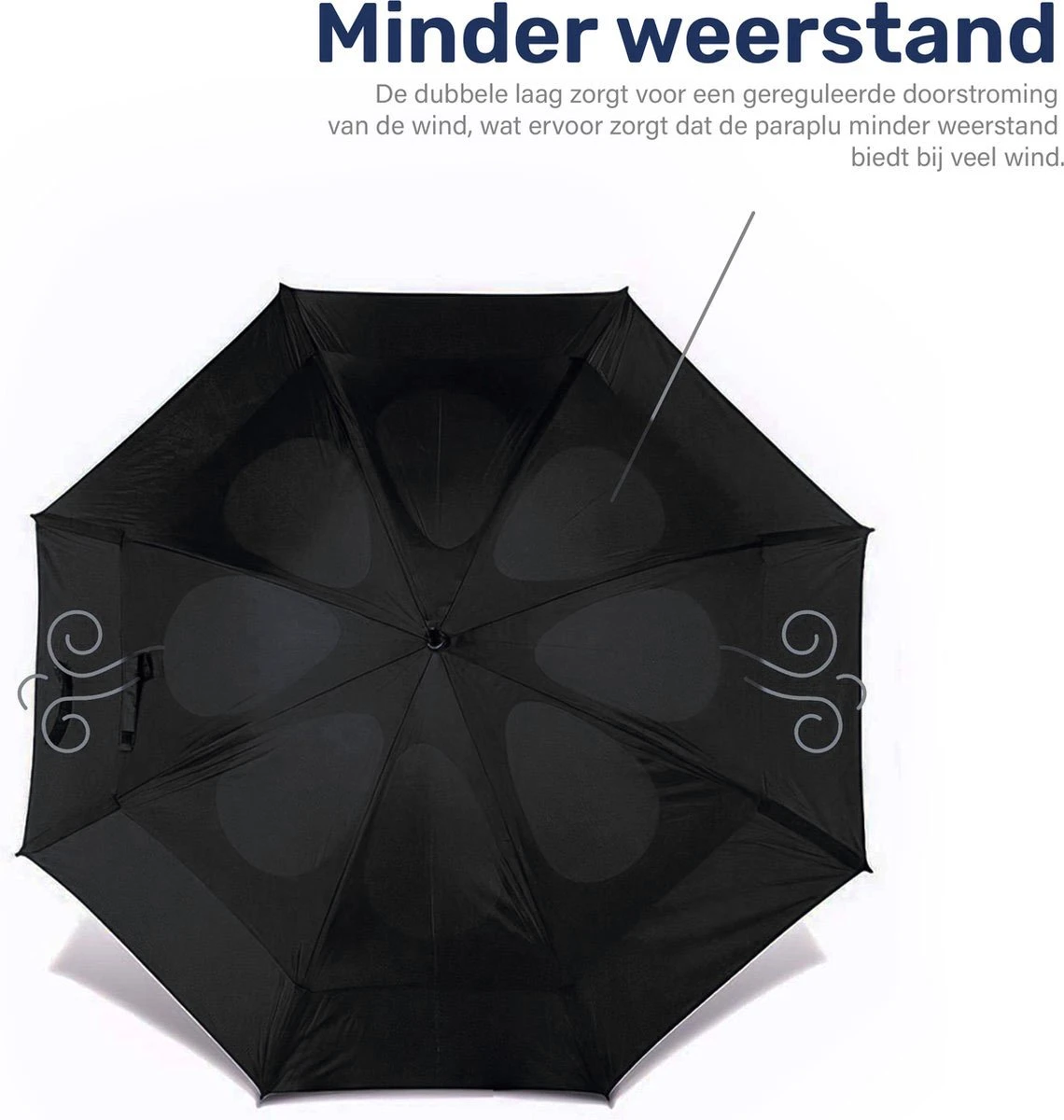 XL Stormproof Paraplu - Storm Bestendig - Ø Ca. 130CM - Zwart - Stormparaplu - Paraplu Volwassenen 2 XL Stormproof Paraplu - Storm Bestendig - Ø Ca. 130CM - Zwart - Stormparaplu - Paraplu Volwassenen - Afbeelding 2
