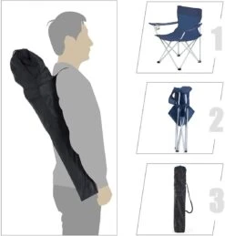 Set Van 2 Opvouwbare Campingstoelen, Klapstoelen Voor Buiten, Comfortabel, Met Armleuningen En Bekerhouders, Stabiel Frame, Draagvermogen 120 Kg - Blauw -Buiten Kampeer Aanbieding 1146x1200