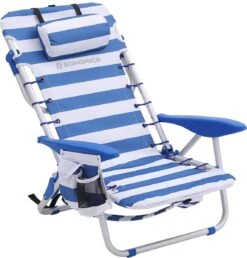 Naqsh Store Strandstoel Met Hoofdkussen, Aluminium, Draagbare Vouwstoel, Campingstoel, Opvouwbaar En Verstelbaar, Zoals Een Rugzak Draagbaar, Buitenstoel, Blauw En Wit Gestreept GCB62BU -Buiten Kampeer Aanbieding 1148x1200 1