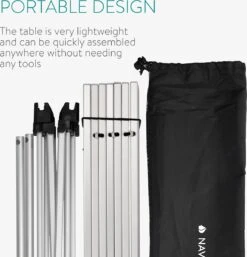 Navaris Campingtafel - Inklapbaar Campingtafeltje Van Aluminium - Opvouwbare Tafel Inclusief Draagtas - Picknicktafel - Zilver -Buiten Kampeer Aanbieding 1154x1200 1