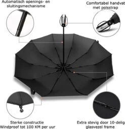 IBright Storm Paraplu - Paraplu - Extra Sterk - Opvouwbaar - Automatisch Uitklapbaar - Ø 105 - Inclusief Beschermhoes -Buiten Kampeer Aanbieding 1161x1200 5