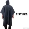 ESTARK Regenponcho TWEE Stuks - Herbruikbare Poncho Zwart - Fietsponcho Voor Dames En Heren - Regenjas - Hoge Kwaliteit - Poncho Herbruikbaar - Duurzaam - Poncho Zwart 2