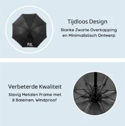 PLU - Paraplu - Opvouwbaar - Inklapbaar - Met Luxe Beschermhoes - Met Reisetui - Windproof - Fashionable - Lichtgewicht - Zwart -Buiten Kampeer Aanbieding 1184x1200 5
