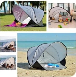 Deryan Luxe Pop Up Strandtent XXL - Anti-UV 50+ - Zilver -Buiten Kampeer Aanbieding 1185x1200