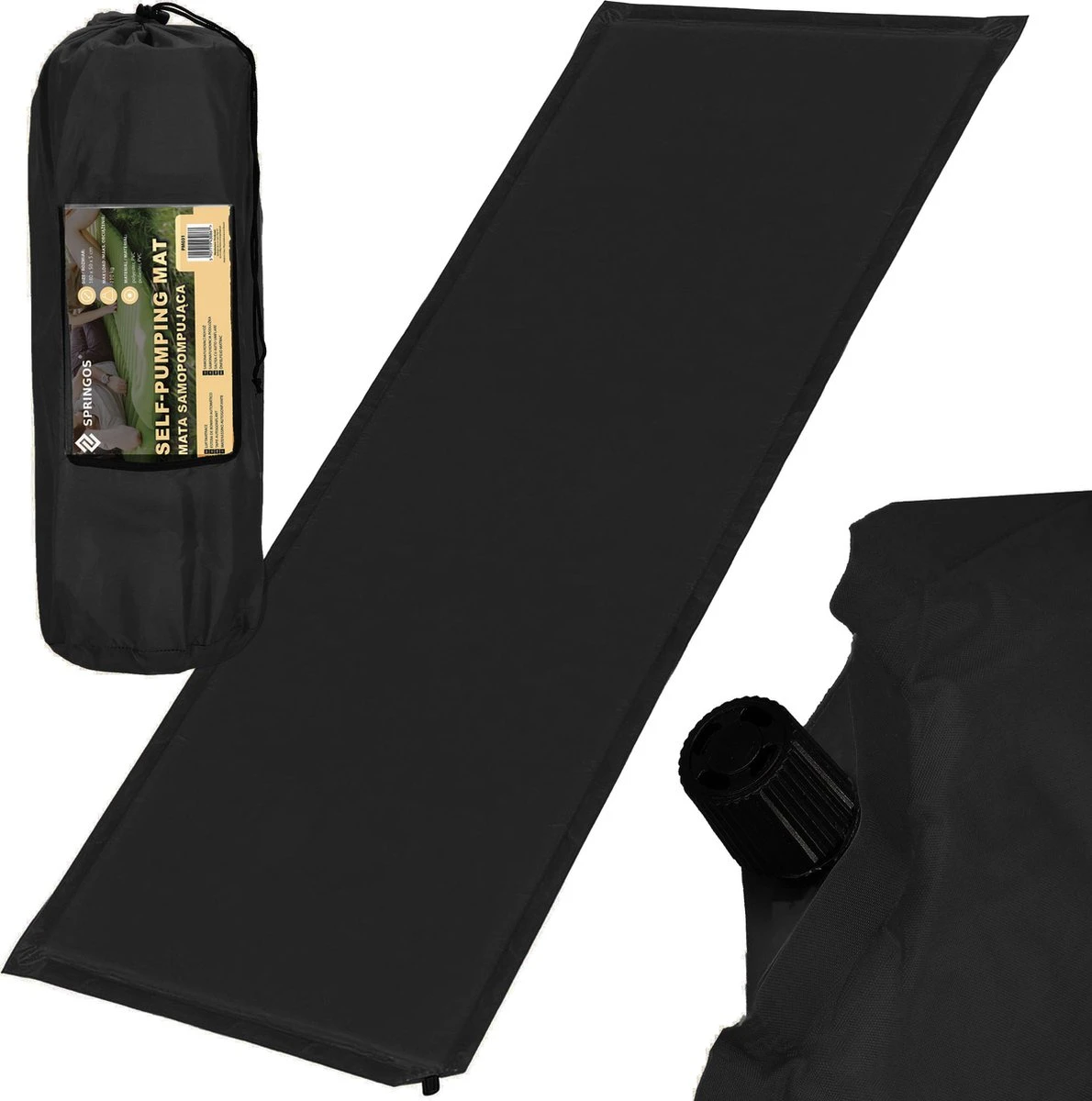 Springos Slaapmat | Zelfopblazend | 180 Cm | Inclusief Hoes | Zwart 17 Springos Slaapmat | Zelfopblazend | 180 Cm | Inclusief Hoes | Zwart - Afbeelding 17