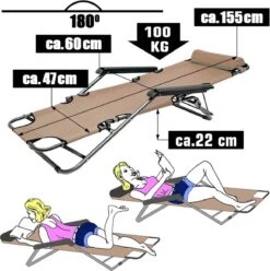 Ligstoel Opvouwbaar 155x60cm - Lichte Ligbed Relaxstoel Tuinstoel Campingstoel Strandstoel -Buiten Kampeer Aanbieding 1196x1200 15