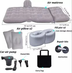 Sophie's Planet® - Auto Luchtbed Met Kussens En Pomp (Grijs) - Auto Matras - Achterbank Matras - Autobed - Car Matress - Comfortabel In De Auto Slapen -Buiten Kampeer Aanbieding 1196x1200 17