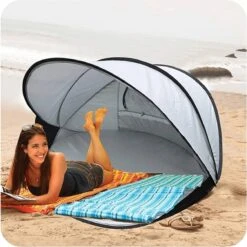Deryan Luxe Pop Up Strandtent XXL - Anti-UV 50+ - Zilver -Buiten Kampeer Aanbieding 1198x1200 1