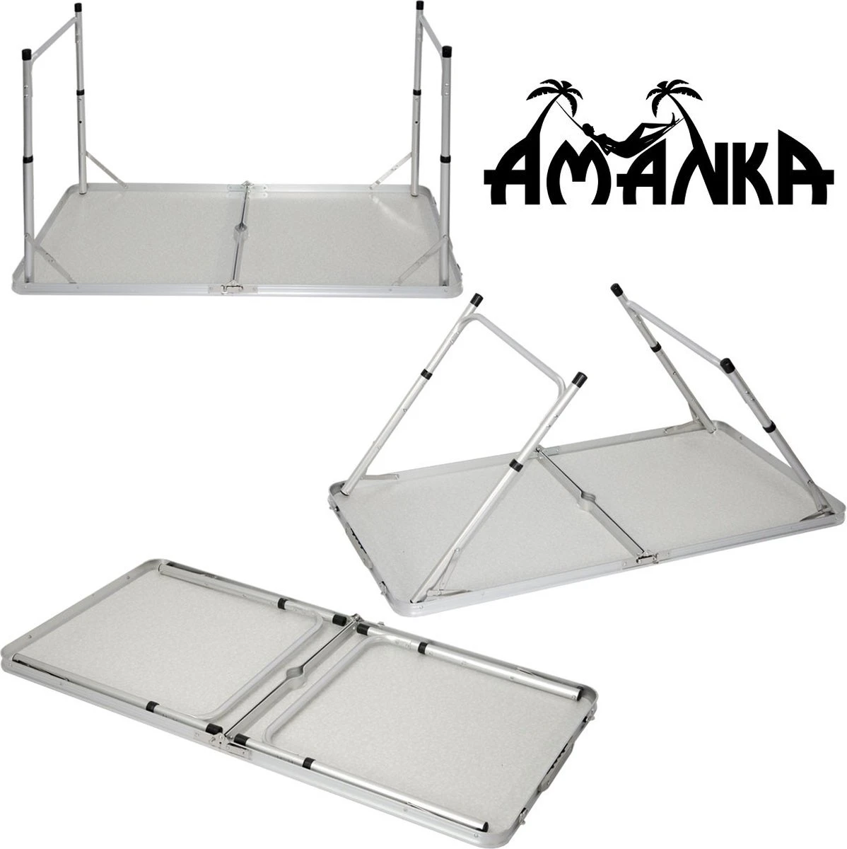 Aluminium Kampeertafel 120x60cm - Campingtafel Inklapbaar - 3-voudig Verstelbare Vouwtafel Antraciet 3 Aluminium Kampeertafel 120x60cm - Campingtafel Inklapbaar - 3-voudig Verstelbare Vouwtafel Antraciet - Afbeelding 3