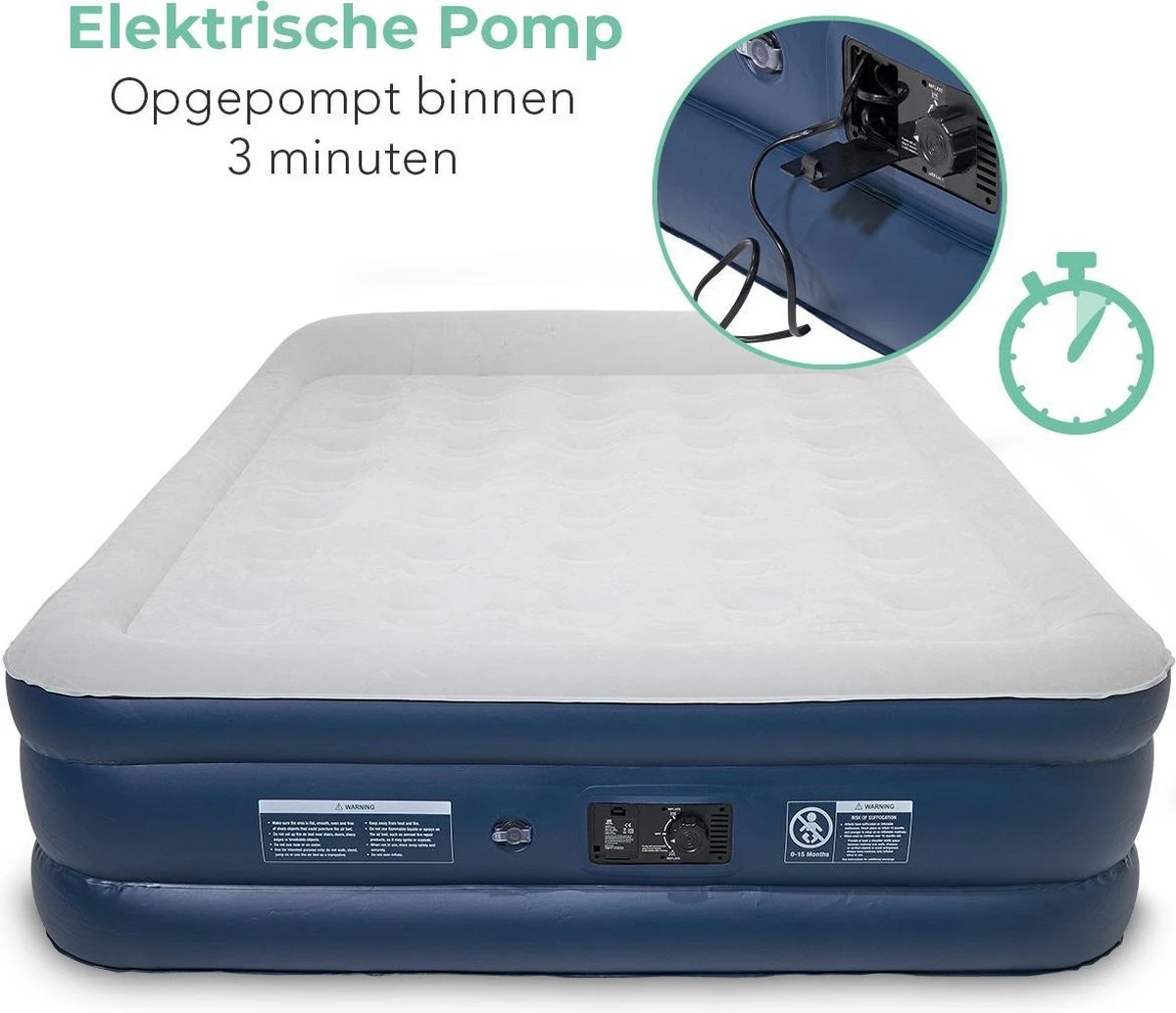 LifeGoods Luchtbed - 2 Persoons - Met Ingebouwde Pomp - Incl. Draagtas En Reparatiekit 3 LifeGoods Luchtbed - 2 Persoons - Met Ingebouwde Pomp - Incl. Draagtas En Reparatiekit - Afbeelding 3