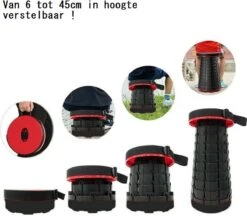 Kampeerkruk - Uitschuifbare Kruk - Rood/Zwart- Tot 120 Kg - Travel Stool - Opvouwbare Campingkruk - Inklapbaar Krukje - Telescopische Kruk - Camping - Outdoor -Buiten Kampeer Aanbieding 1200x1051 6