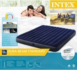 Intex Luchtbedset Intex Luchtbed - 2-Persoons - 183 X 203 X 25 Cm - Blauw + Intex Elektrische Pomp - 650 Liter/min + Hoeslaken Wit + Reparatieset -Buiten Kampeer Aanbieding 1200x1084 3