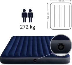 Intex Luchtbedset Intex Luchtbed - 2-Persoons - 183 X 203 X 25 Cm - Blauw + Intex Elektrische Pomp - 650 Liter/min + Hoeslaken Wit + Reparatieset -Buiten Kampeer Aanbieding 1200x1089 2