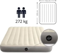 Intex Luchtbedset Intex Luchtbed - 2-Persoons - 152 X 203 X 25 Cm - Beige + Intex Elektrische Pomp - 650 Liter/min + Hoeslaken Wit + Reparatieset -Buiten Kampeer Aanbieding 1200x1090 6
