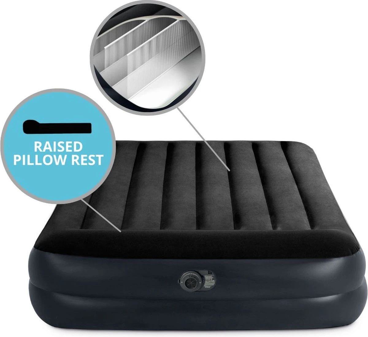 Intex Luchtbed - 2-Persoons - 152 X 203 X 42 Cm - Blauw - Met Pomp + Hoeslaken Wit + Reparatieset 4 Intex Luchtbed - 2-Persoons - 152 X 203 X 42 Cm - Blauw - Met Pomp + Hoeslaken Wit + Reparatieset - Afbeelding 4