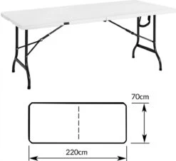 Casaria Tuintafel Opvouwbaar – Met Draaggreep 220x70 Cm – Wit -Buiten Kampeer Aanbieding 1200x1101