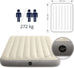 Intex Luchtbedset Intex Luchtbed - Twijfelaar - 137 X 191 X 25 Cm - Beige + Intex Elektrische Pomp - 650 Liter/min + Hoeslaken Zwart + Reparatieset -Buiten Kampeer Aanbieding 1200x1102 2