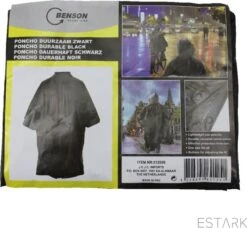 ESTARK Regenponcho - Herbruikbare Poncho Zwart - Fietsponcho Voor Dames En Heren - Regenjas - Hoge Kwaliteit - Poncho Herbruikbaar - Duurzaam - Poncho Zwart -Buiten Kampeer Aanbieding 1200x1107 8