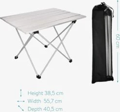 Navaris Campingtafel - Inklapbaar Campingtafeltje Van Aluminium - Opvouwbare Tafel Inclusief Draagtas - Picknicktafel - Zilver -Buiten Kampeer Aanbieding 1200x1120 3