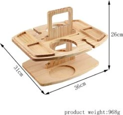 Merkloos Houten Outdoor Wijntafel Draagbare Houten Picknicktafel Mini Campingtafels Met Wijnglas Houder Voor Tuin Outdoor Camping Picknick Strand - Plataan Hout - Wijn -Buiten Kampeer Aanbieding 1200x1122 2