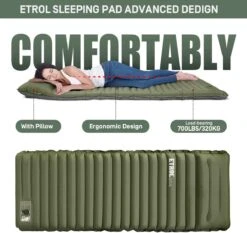 ETROL Camping Slaapmat-2-in-1 Zelfopblazende Kampeermat Met Kussen (78"x 28"), Lichtgewicht, Dik 4"compact Kussen, Geschikt Voor Zelfrijdende Reizen, Lekvrije, Waterdichte Tent -Buiten Kampeer Aanbieding 1200x1132 2