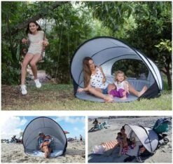 Deryan Luxe Pop Up Strandtent XXL - Anti-UV 50+ - Zilver -Buiten Kampeer Aanbieding 1200x1137 1