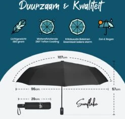 Sunflake Stormparaplu Opvouwbaar - Stormbestendig Tot 140km/u - Automatisch Uitklapbaar - Incl. Beschermhoes En Reisetui - Zwart -Buiten Kampeer Aanbieding 1200x1145 4