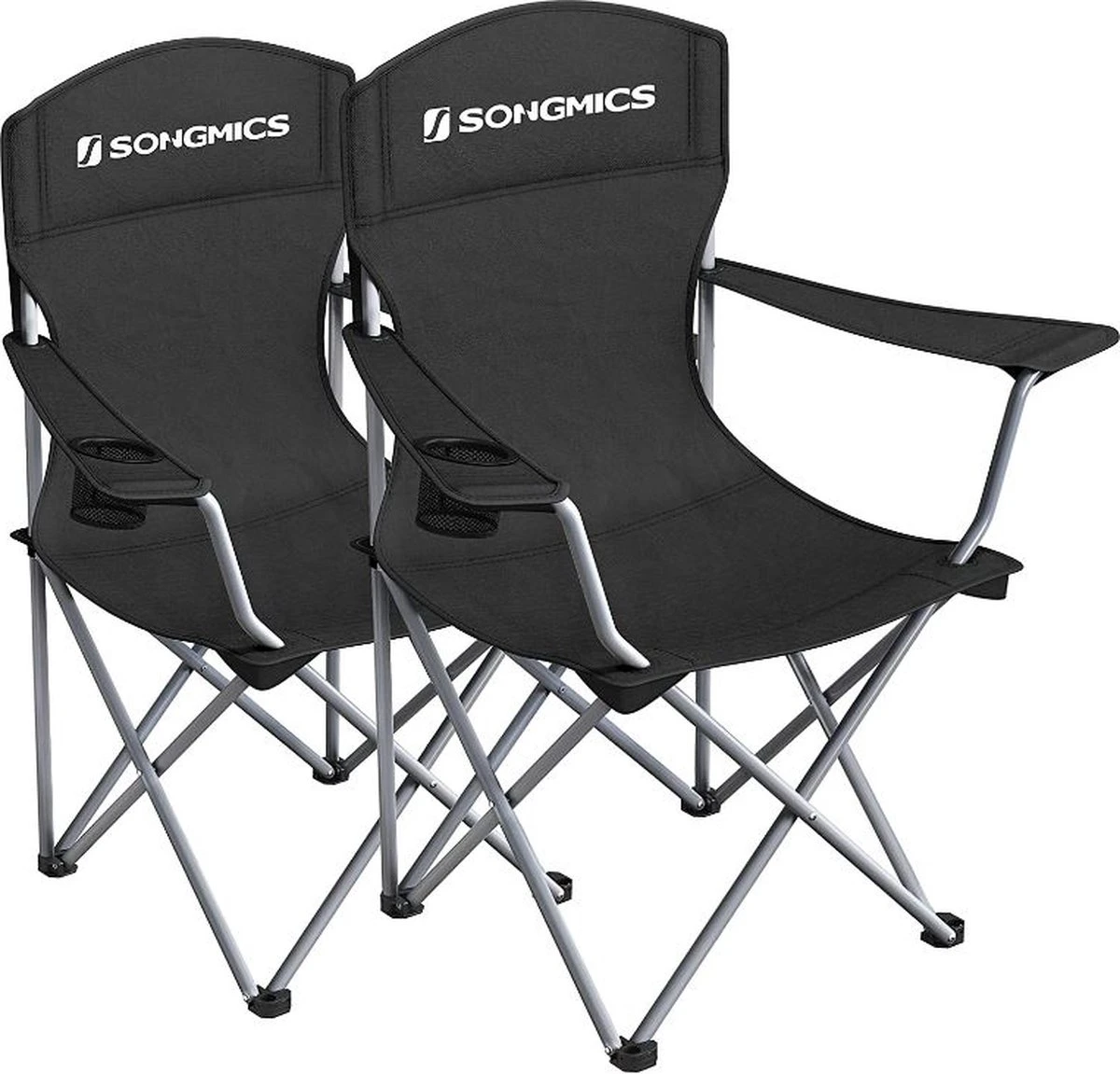 MIRA Home - Campingstoel Set Van 2 Inklapbaar - Klapstoel Met Robuust Frame - Met Flessenhouder - 76 X 51.5 X 95.5 Cm - Zwart 1 MIRA Home - Campingstoel Set Van 2 Inklapbaar - Klapstoel Met Robuust Frame - Met Flessenhouder - 76 X 51.5 X 95.5 Cm - Zwart