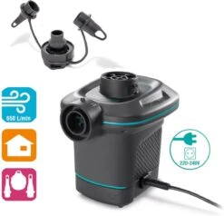 Intex Luchtbedset Intex Luchtbed - 1-Persoons - 76 X 191 X 25 Cm - Blauw + Intex Elektrische Pomp - 650 Liter/min + Hoeslaken Wit + Reparatieset -Buiten Kampeer Aanbieding 1200x1155 12