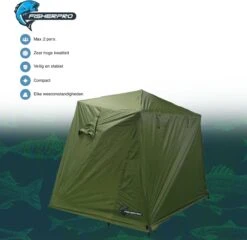 FisherPro Karpertent Met Stormcover – Vistent – Tent - Bescherming Tegen Zon En Wind – 100% Waterdichte Stormhoes – Met Handige Meeneemtas – Ook Geschikt Als Strandtent Of Festivaltent – Extra Veiligheid En Warmte Door Stormcover -Buiten Kampeer Aanbieding 1200x1164 2