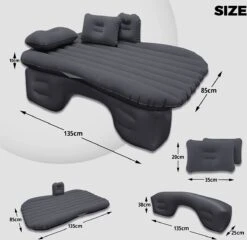 Flightmode - Opblaasbaar Matras Voor Auto, Opblaasbaar Bed, Autostoel, Comfortabel, Met Elektrische Luchtpomp En 3 Adapters, 2 Kussens En Transporttas, Voor Camping, Reizen, Strand -Buiten Kampeer Aanbieding 1200x1166 12