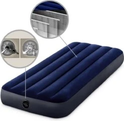 Intex Luchtbedset Intex Luchtbed - 1-Persoons - 76 X 191 X 25 Cm - Blauw + Intex Elektrische Pomp - 650 Liter/min + Hoeslaken Antraciet + Reparatieset -Buiten Kampeer Aanbieding 1200x1171 7