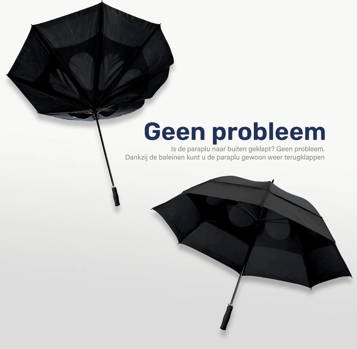 XL Stormproof Paraplu - Storm Bestendig - Ø Ca. 130CM - Zwart - Stormparaplu - Paraplu Volwassenen 4 XL Stormproof Paraplu - Storm Bestendig - Ø Ca. 130CM - Zwart - Stormparaplu - Paraplu Volwassenen - Afbeelding 4