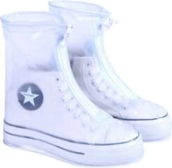 Unisex Waterdichte Overschoenen Met Rits En Aantrekkoord - Maat L 37/38 - Herbruikbaar – Transparant - Anti Slip Regen Overschoen - Schoenhoesjes - Waterdichte Schoenbeschermers - Regenhoes – Schoenovertek - Regenlaarzen