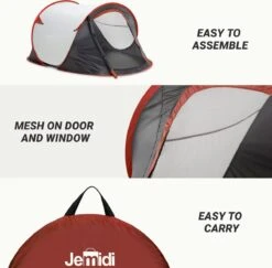 JEMIDI Tweepersoons Pop-up Tent - Opgooitent, Werptent Voor 2 Personen - Ideaal Als Festivaltent Of Kampeertent - Verschillende Kleuren -Buiten Kampeer Aanbieding 1200x1179