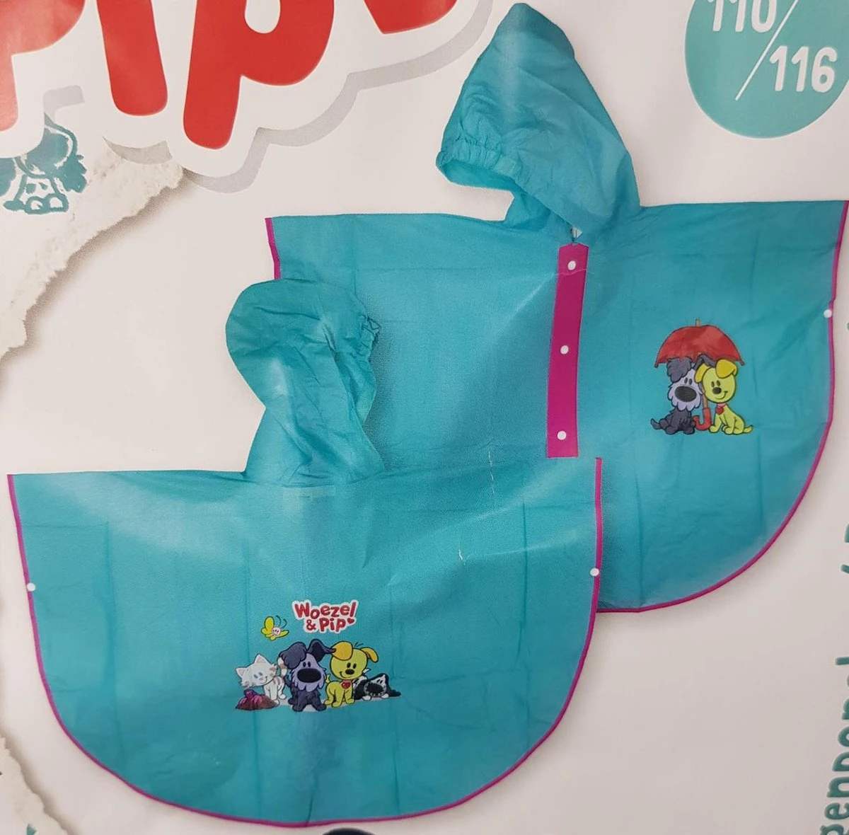 Woezel En Pip - Kinder - Regenjas - Regenponcho - Lichtblauw - Maat 110/116 - Leeftijd 5/6 Jaar 1 Woezel En Pip - Kinder - Regenjas - Regenponcho - Lichtblauw - Maat 110/116 - Leeftijd 5/6 Jaar