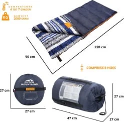 Dutch Mountains Slaapzak Goeree XL - Kussen 25x15cm - 220x90cm Katoenen Slaapzak - Tochtstrip -Buiten Kampeer Aanbieding 1200x1182 7