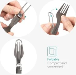 Navaris Campingbestek Van Titanium - Set Met Vork, Mes En Lepel - Inklapbaar - Bestekset Voor Onderweg - Inclusief Karabijnhaak En Bewaarzakje -Buiten Kampeer Aanbieding 1200x1188 2