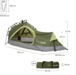 Where Tomorrow Solo Tent 225X100X57 Cm - Groen - 1 Persoons -Buiten Kampeer Aanbieding 1200x1190 1