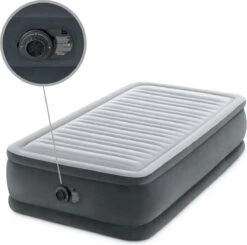 Intex Luchtbed - 1-Persoons - 99 X 191 X 46 Cm - Grijs - Met Ingebouwde Pomp, Hoeslaken Antraciet En Reparatieset -Buiten Kampeer Aanbieding 1200x1190 8