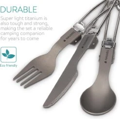 Navaris Campingbestek Van Titanium - Set Met Vork, Mes En Lepel - Inklapbaar - Bestekset Voor Onderweg - Inclusief Karabijnhaak En Bewaarzakje -Buiten Kampeer Aanbieding 1200x1195 7