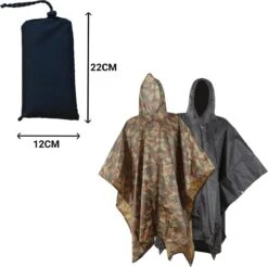 Regenponcho / Fietsponcho Herbruikbaar Voor Volwassenen ( Dames En Heren ) - 200x110cm - 100% Ripstop Polyester - Zwart -Buiten Kampeer Aanbieding 1200x1196 29