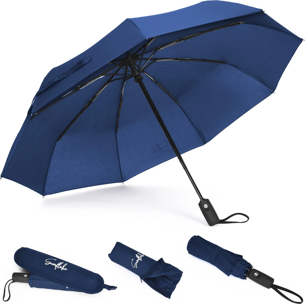 Sunflake Stormparaplu Opvouwbaar - Stormbestendig Tot 140km/u - Automatisch Uitklapbaar - Incl. Beschermhoes En Reisetui - Blauw 1 Sunflake Stormparaplu Opvouwbaar - Stormbestendig Tot 140km/u - Automatisch Uitklapbaar - Incl. Beschermhoes En Reisetui - Blauw