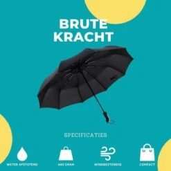 Paraplu - Stormparaplu - Opvouwbaar - Storm- En Regenbestendig - Automatisch Uitklapbaar - Zwart -Buiten Kampeer Aanbieding 1200x1200 1135