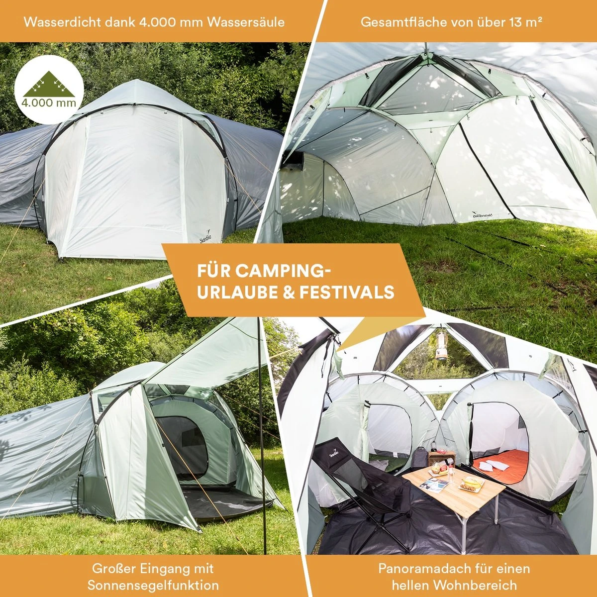 Skandika Bern 4 Koepeltent - Koepeltent - Tenten - 4 Persoons Kampeertent Met Panoramisch Dakraam, 2 Slaapcabines, Grondzeil, 210 Cm Stahoogte, Waterdicht, 4000 Mm Waterkolom - Grote Outdoor Familie Tent, Kampeertent - Grijs 3 Skandika Bern 4 Koepeltent - Koepeltent - Tenten - 4 Persoons Kampeertent Met Panoramisch Dakraam, 2 Slaapcabines, Grondzeil, 210 Cm Stahoogte, Waterdicht, 4000 Mm Waterkolom - Grote Outdoor Familie Tent, Kampeertent - Grijs - Afbeelding 3
